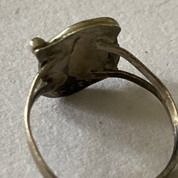 Vintage Turquoise Ring Dainty Silver Southwest Boho Rustic Patina Sz 6 - Picture 5 of 9